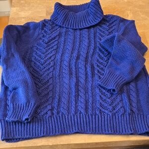 Lands' End Royal Blue Cowl Neck Sweater